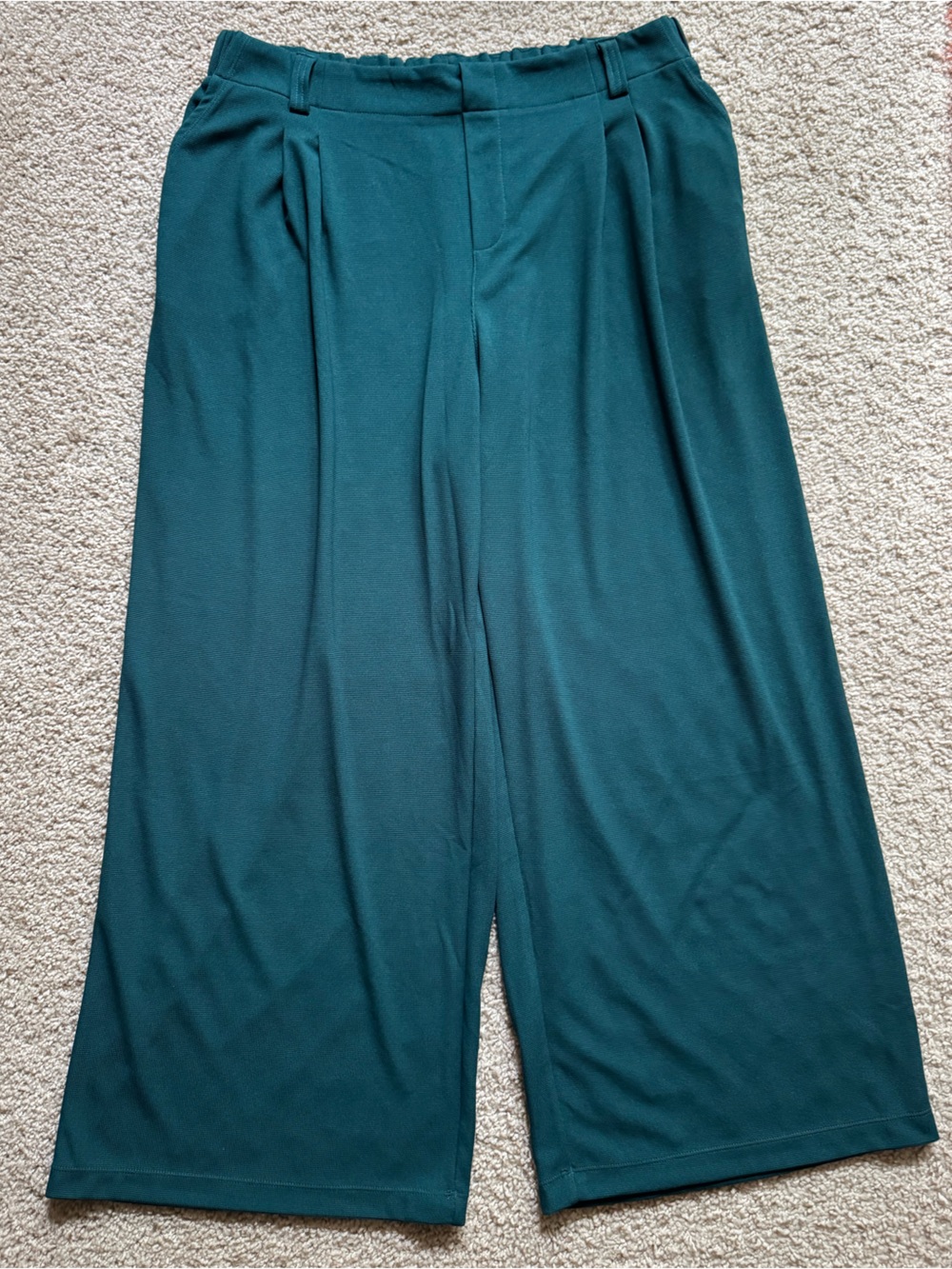 Wide Leg Knit Pants in Teal